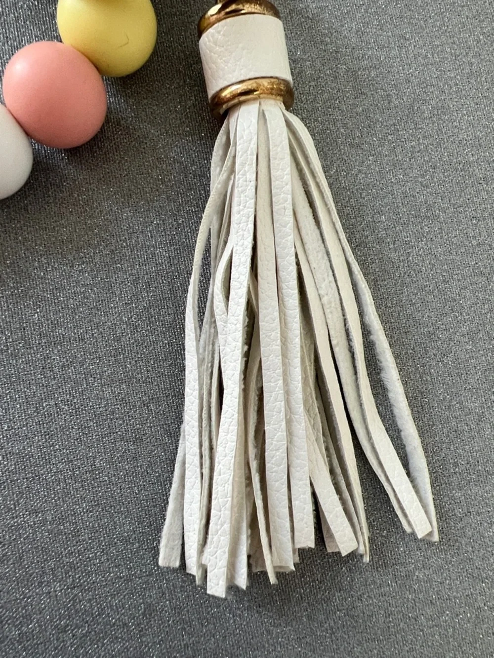 Women’s Wooden Bead 3.5” Bracelet Pastel Tassel Keyring - Multicolor